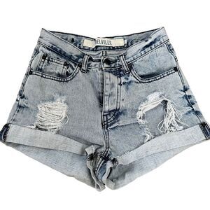 Melville Denim shorts ~ distressed ~ size 38~ Made in Italy ~ 100% Cotton